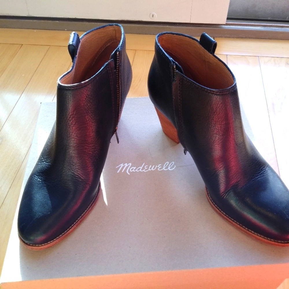 Madewell Black Leather Ankle Boots Sz 9